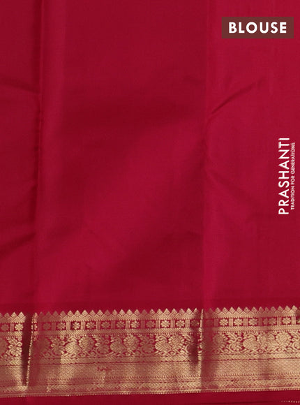 Pure kanchipuram silk saree bottle green and maroon with zari woven buttas and zari woven korvai border