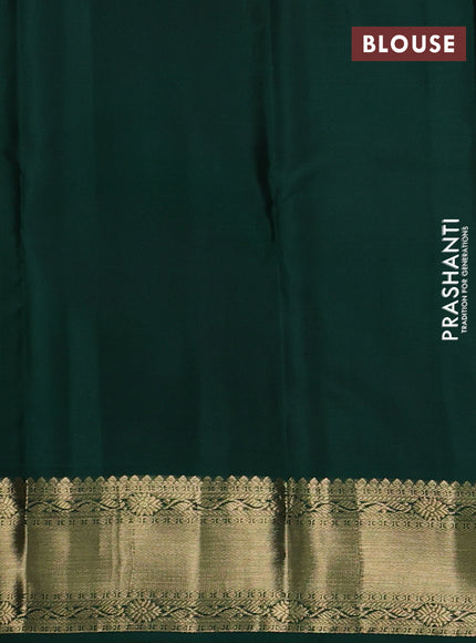 Pure kanchipuram silk saree pista green and bottle green with zari woven buttas and temple design zari woven korvai border