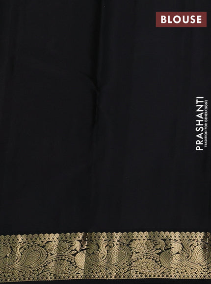 Pure kanchipuram silk saree lime yellow and black with zari woven buttas and zari woven korvai border