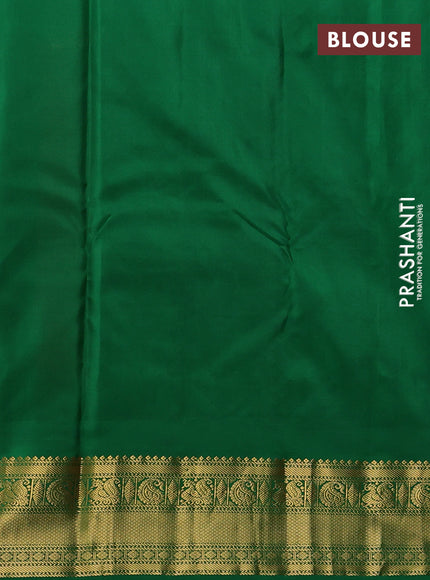 Pure kanchipuram silk saree maroon and green with annam zari woven buttas and temple design zari woven border