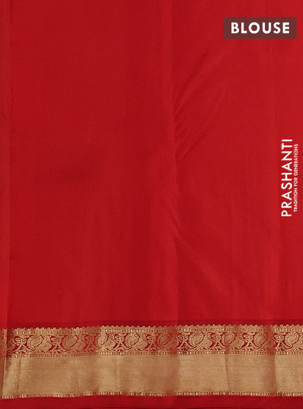 Pure kanchipuram silk saree bottle green and red with allover zari stripe pattern & buttas and zari woven korvai border