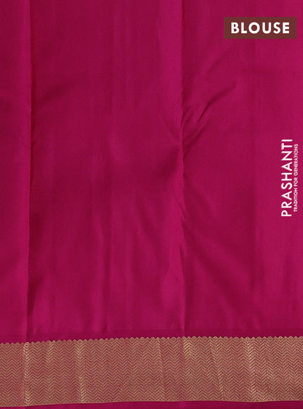 Pure kanchipuram silk saree black and dark pink with allover zari woven buttas and zari woven korvai border