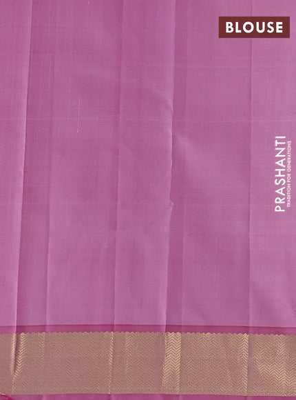 Pure kanchipuram silk saree bottle green and pink with allover zari woven buttas and zari woven korvai border