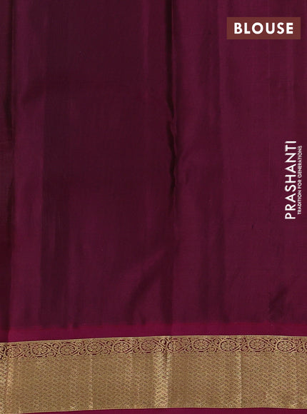 Pure kanchipuram silk saree grey and magenta pink with annam zari woven buttas and zari woven korvai border