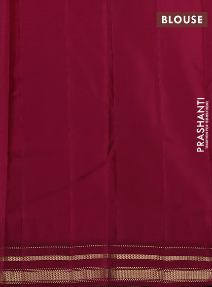 Pure kanchipuram silk saree teal green and wine shade with zari woven buttas and temple design rettapet zari woven korvai border