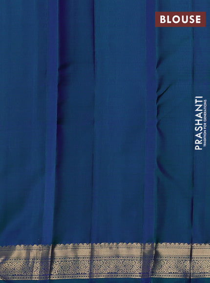 Pure kanchipuram silk saree tomato pink and teal green with allover silver & zari woven buttas and zari woven korvai border