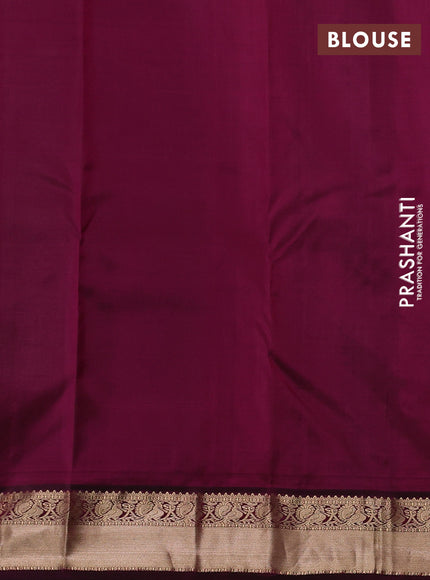 Pure kanchipuram silk saree rosy brown and deep wine with allover zari stripe pattern & buttas and zari woven korvai border
