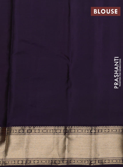 Pure kanchipuram silk saree dual shade of pinkish orange and violet with zari woven buttas and zari woven korvai border