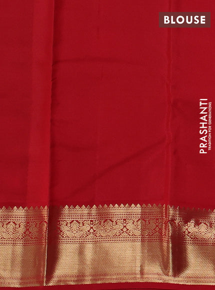 Pure kanchipuram silk saree green and red with zari woven buttas and zari woven korvai border