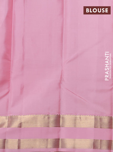 Pure kanchipuram silk saree red and pastel pink with zari woven buttas and rettapet zari woven korvai border