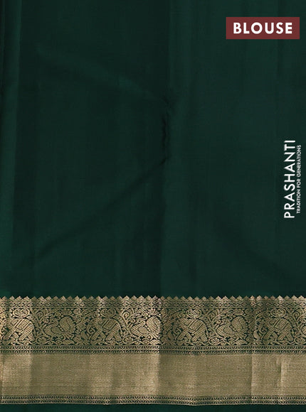 Pure kanchipuram silk saree red and bottle green with zari woven buttas and rich zari woven korvai border