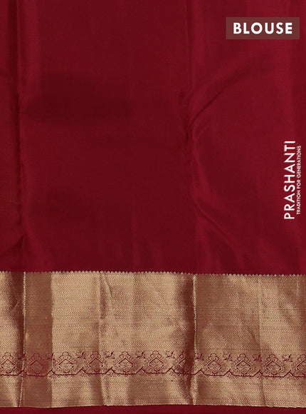 Pure kanchipuram silk saree lime green and maroon with allover zari weaves & muniya buttas and rich zari woven korvai border