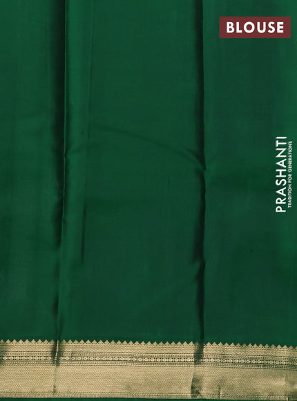 Pure kanchipuram silk saree pastel green and green with allover zari stripe pattern & buttas and zari woven korvai border