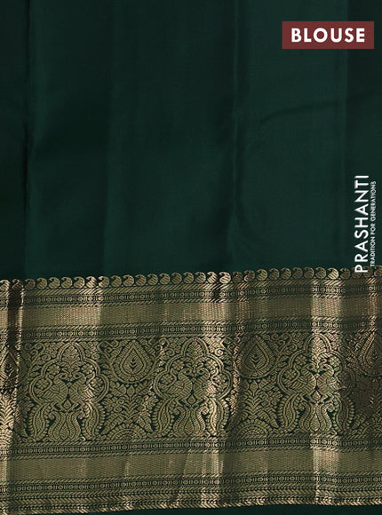 Pure kanchipuram silk saree red and bottle green with rudraksha zari woven buttas and long zari woven border