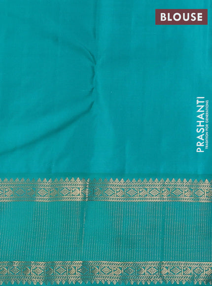 Pure kanchipuram silk saree coffee brown and teal blue with zari woven buttas and zari woven korvai border