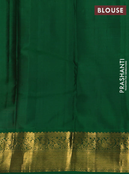 Pure kanchipuram silk saree red and green with rudhraksha zari woven buttas and zari woven korvai border