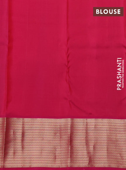 Pure kanchipuram silk saree pastel green and pink with allover zari woven buttas and zari woven korvai border