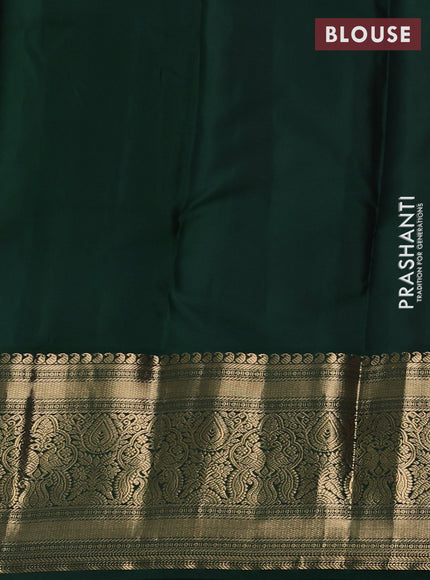 Pure kanchipuram silk saree red and green with rudraksha zari woven buttas and long zari woven korvai border