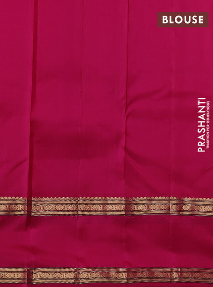 Pure kanchipuram silk saree dual shade of pinkish green and pink with zari woven buttas and rettapet zari woven border