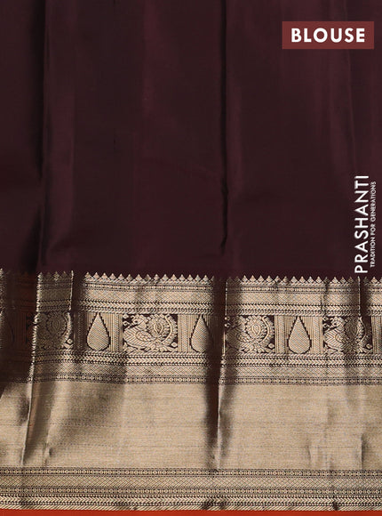 Pure kanchipuram silk saree red and coffee brown with zari woven buttas and long zari woven korvai border