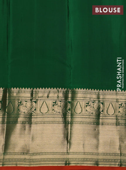 Pure kanchipuram silk saree yellow and green with zari woven buttas and long zari woven korvai border
