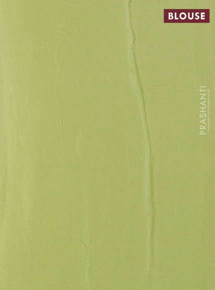 Chiffon saree pista green with allover floral embroidery work and zari woven border