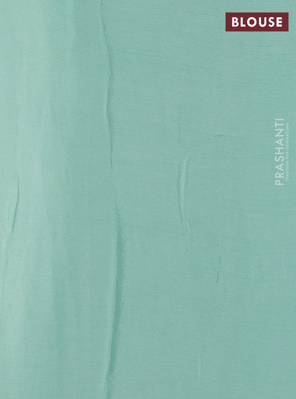 Chiffon saree pastel green with allover floral embroidery work and zari woven border