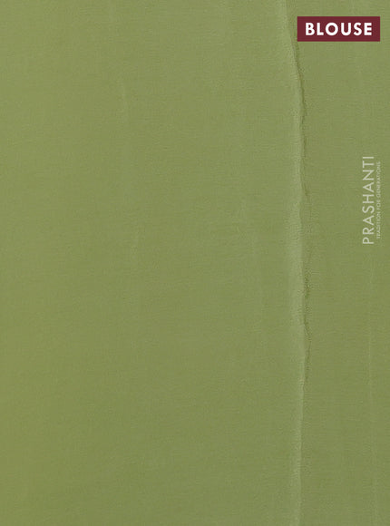 Chiffon saree pista green with allover floral embroidery work and zari woven border