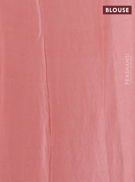 Chiffon saree peach shade with allover floral embroidery work and zari woven border
