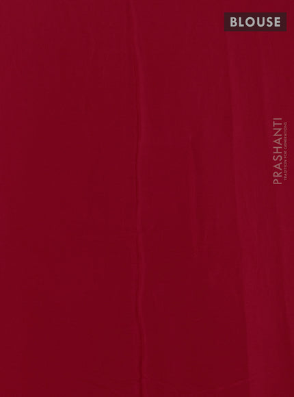 Chiffon saree red with floral embroidery work and zari woven border