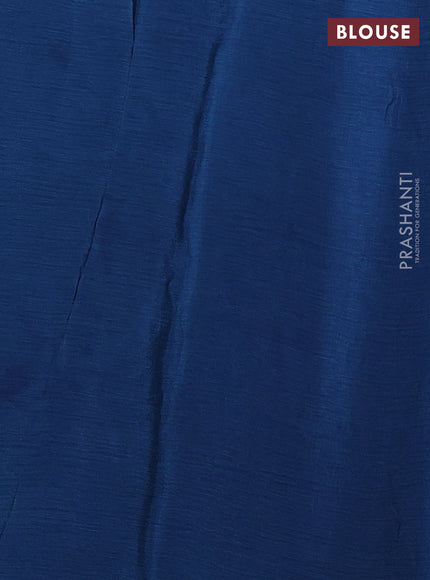 Chiffon saree peacock blue with floral embroidery work and zari woven border