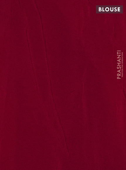 Chiffon saree red with floral embroidery work and zari woven border