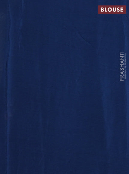 Chiffon saree peacock blue with floral embroidery work and zari woven border
