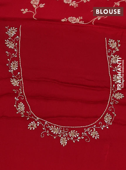 Banarasi silk saree red with allover zari woven weaves and zardosi work pallu & border