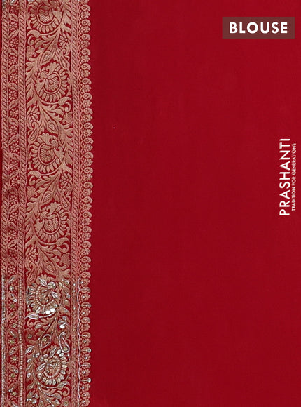Banarasi silk saree red with allover zari woven weaves and zardosi work pallu & border