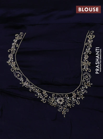 Banarasi silk saree navy blue with allover zari woven weaves and zardosi work pallu & border