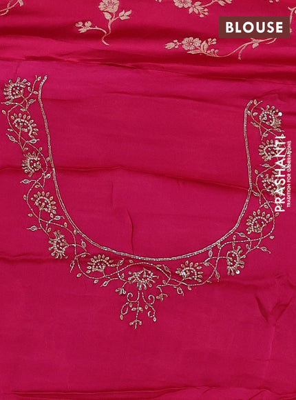 Banarasi silk saree pink with allover zari woven weaves and zardosi work pallu & border