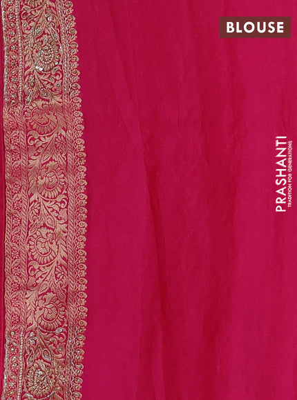 Banarasi silk saree pink with allover zari woven weaves and zardosi work pallu & border