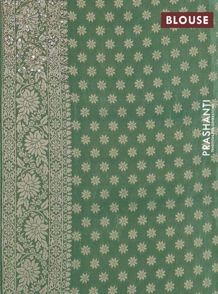 Banarasi silk saree pastel green with allover zari woven weaves and zardosi work pallu & border