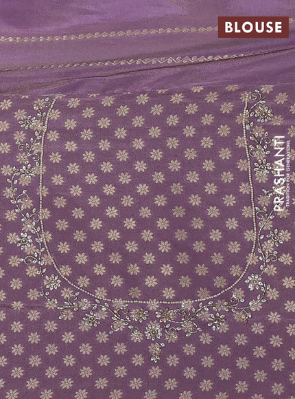 Banarasi silk saree lavender with allover zari woven weaves and zardosi work pallu & border
