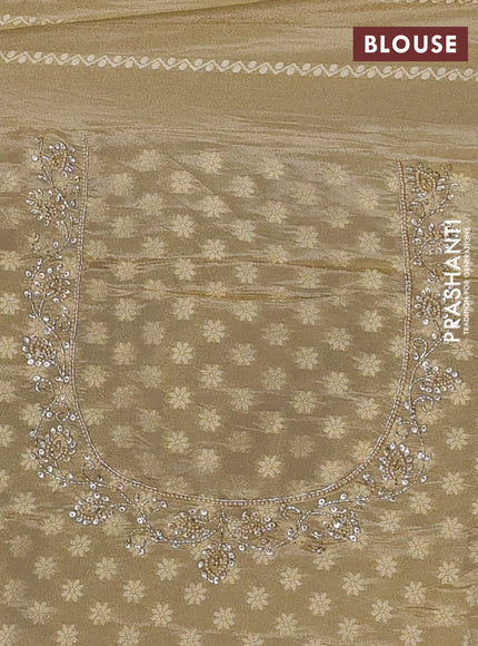Banarasi silk saree beige with allover zari woven weaves and zardosi work pallu & border