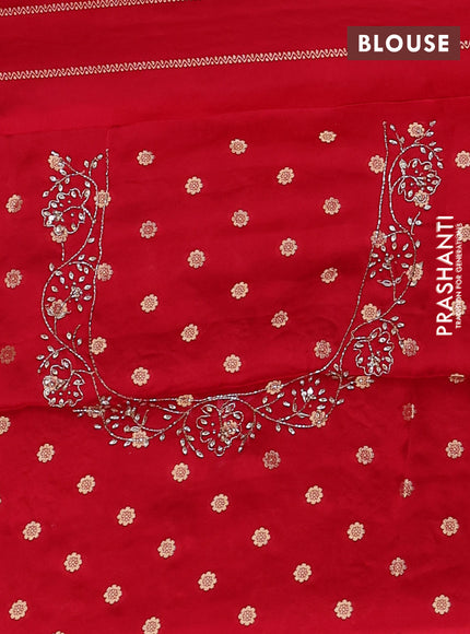 Banarasi silk saree red with allover zari woven weaves and zardosi work pallu & border