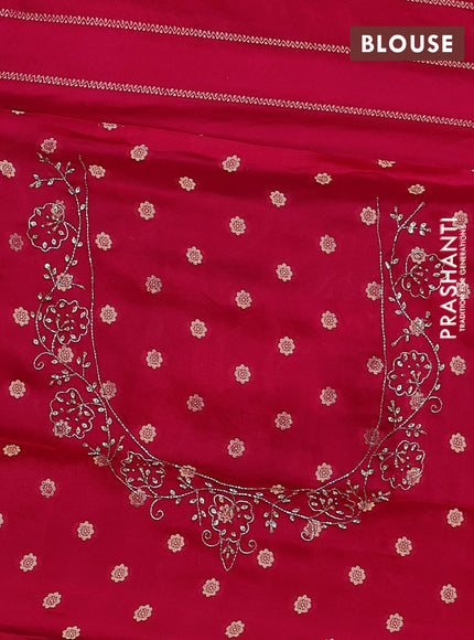 Banarasi silk saree pink with allover zari woven weaves and zardosi work pallu & border