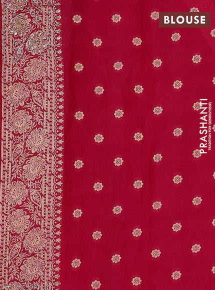 Banarasi silk saree pink with allover zari woven weaves and zardosi work pallu & border
