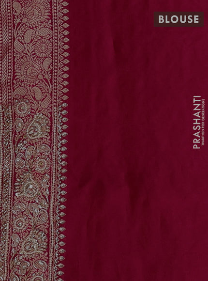 Banarasi silk saree dark pink with allover zari woven weaves and zardosi work pallu & border