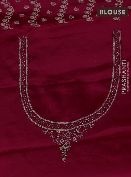 Banarasi silk saree dark pink with allover zari woven weaves and zardosi work pallu & border