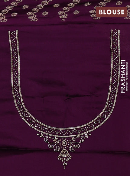 Banarasi silk saree purple with allover zari woven weaves and zardosi work pallu & border