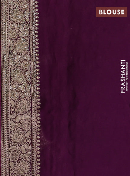 Banarasi silk saree purple with allover zari woven weaves and zardosi work pallu & border