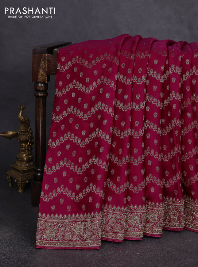 Banarasi silk saree pink with allover zari woven weaves and zardosi work pallu & border