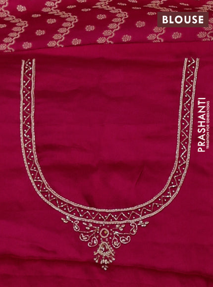 Banarasi silk saree pink with allover zari woven weaves and zardosi work pallu & border
